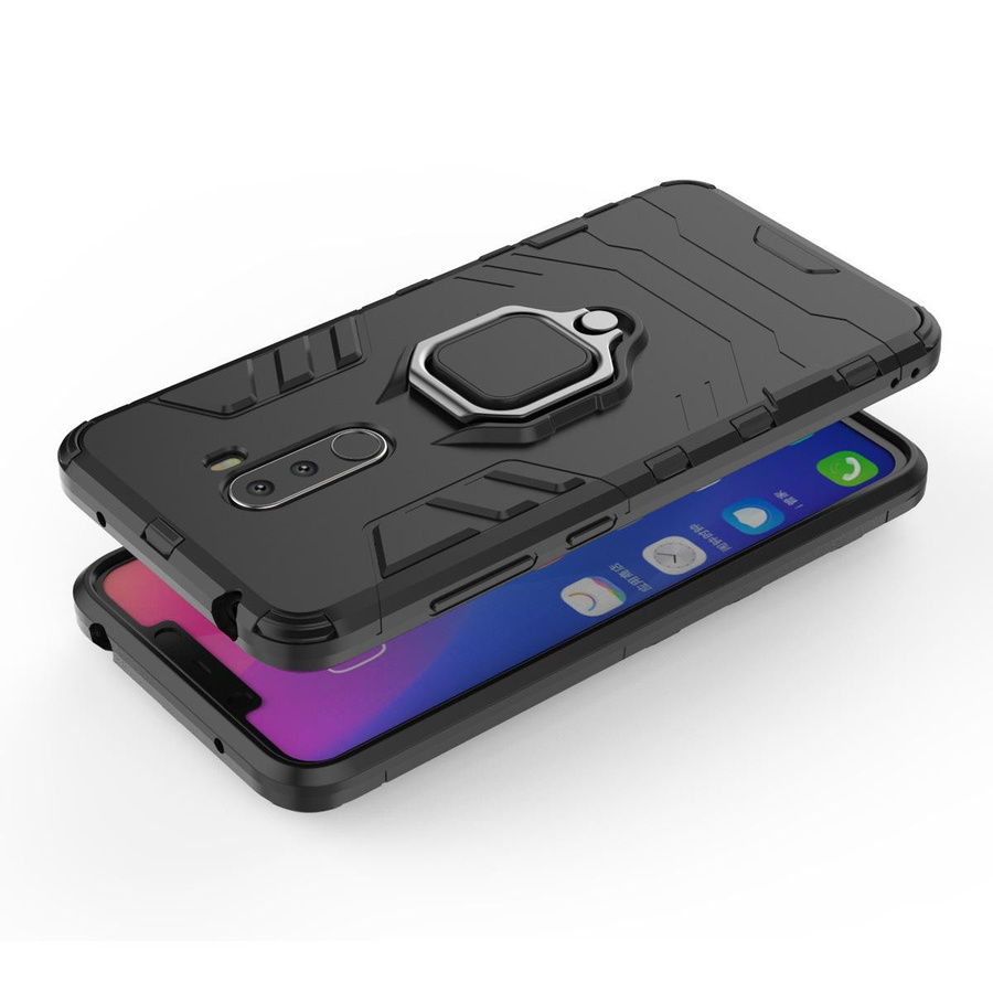 Stoßfeste Schutzhülle für Xiaomi Pocophone F1 mit Magnetring und Halterung in Schwarz oder Transparent - Bild 4