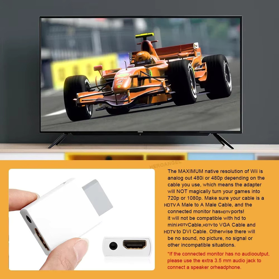 Mayflash Wii zu HDMI Konverter in Weiß mit Full HD 1080p Videoausgang und 3,5-mm-Audioanschluss für TV, Monitor und PC - Bild 4
