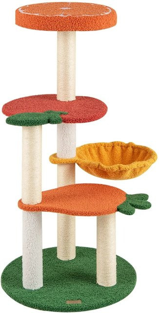 Costway Kratzbaum Klein Obstthema mit Korb und Hängematte, Bunt, Höhe: 100 cm - Bild 1