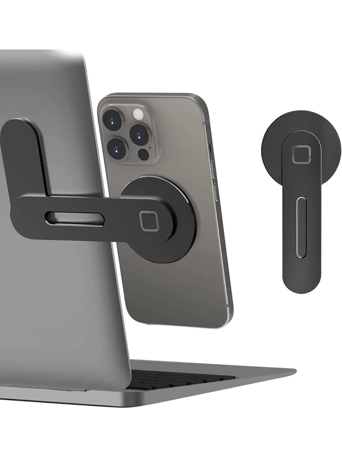 VIKEFON Magnetischer faltbarer Laptop-Handyhalter für iPhone 16 15 14 13 12 Serie und alle Smartphones, Schwarz - Bild 6