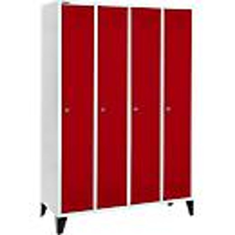 Schäfer Shop Genius Kleiderspind mit Füßen, 4 Abteile, Zylinderschloss, rubinrot, B/T/H: 300 mm Abteilbreite - Bild 2