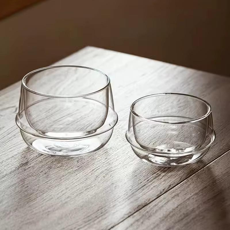 YWDL Doppelwandige Hitzebeständige Glasschüssel für Frühstück Joghurt Haferflocken Salat, Transparent, 350 ml und 550 ml Fassungsvermögen - Bild 2