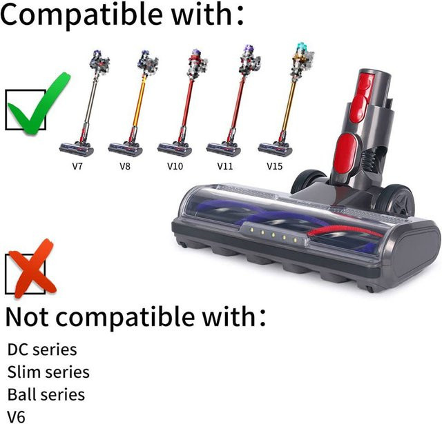Dyson Bodenbürste mit Bürstenkopf und Fliesenreinigungswerkzeug in Grau für V7 V8 V10 V11 V15 Staubsauger - Bild 1