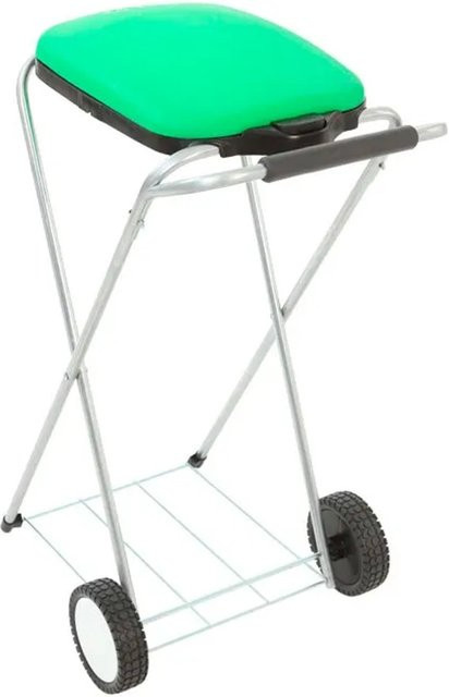 PROREGAL Klassischer Abfallsackständer mit Deckel und Rollen in Grün, H x B x T: 83 x 44 x 56 cm - Bild 1