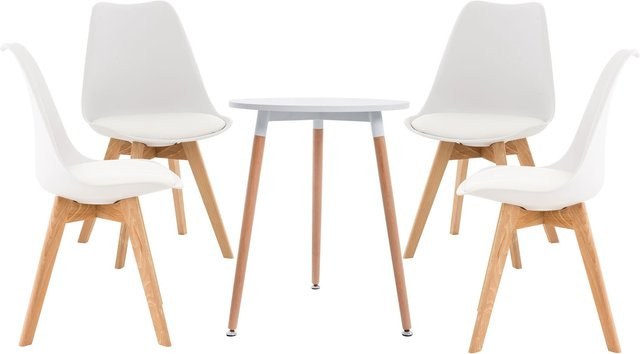 CLP Sitzgruppe Lamalie Essgruppe bestehend aus 4x Stuhl Linares und 1x Tisch Amalie mit runder Tischplatte Durchmesser: 60 cm - Bild 1