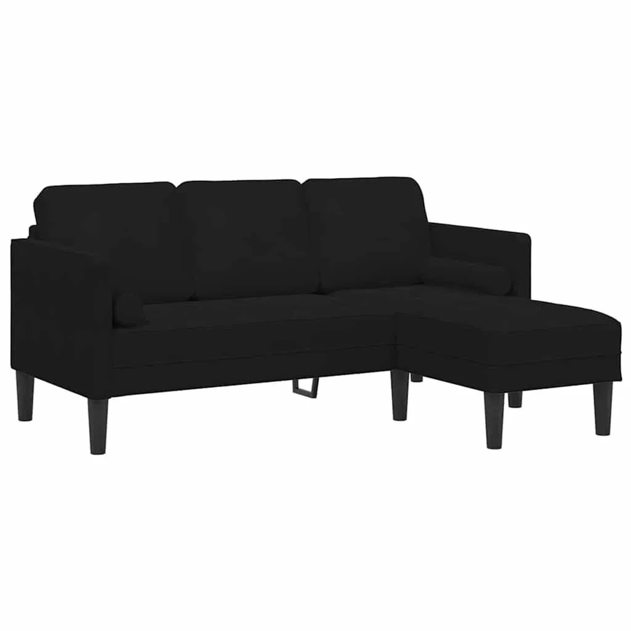vidaXL Sofa Set in L-Form aus Samt mit Kissen, Schwarz - Bild 2