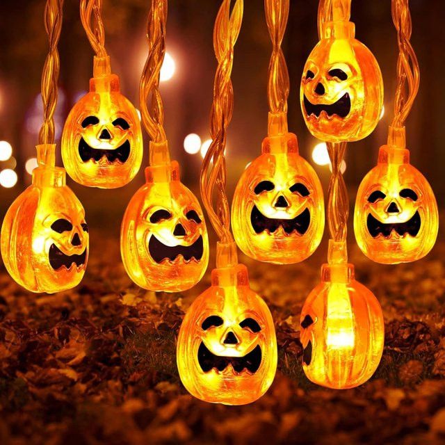 Peach Forest LED Halloween Kürbis Lichterkette mit 10 LEDs für Haus und Garten - Bild 1