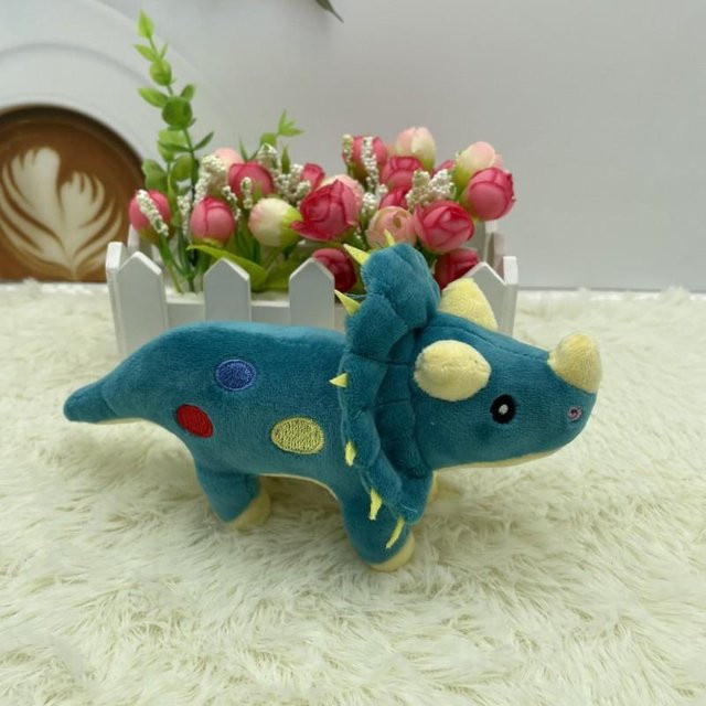 Yiran Health & Beauty Dinosaurierpuppe, Triceratops Stegosaurus, Plüschtier, Blau, 17cm - Bild 1