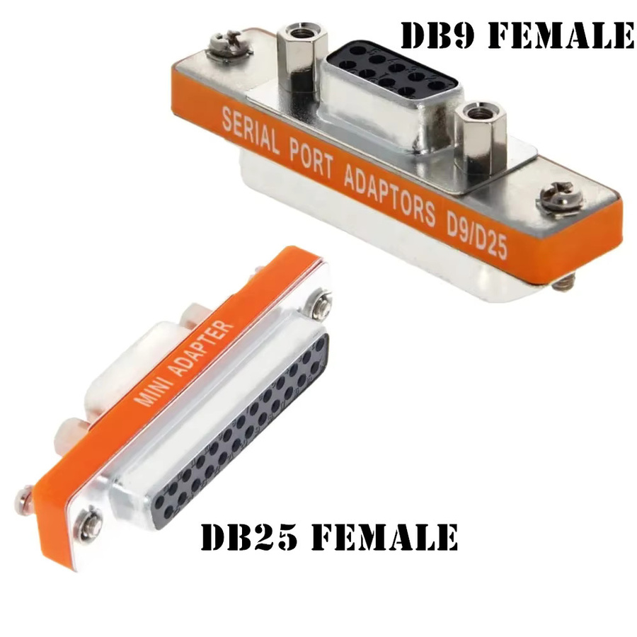 Mini DB25 auf DB9 Adapter RS-232 Geschlechtwechsler Koppler Männlich auf Weiblich in Orange - Bild 2