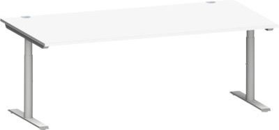 Schäfer Shop Genius Schreibtisch MODENA FLEX mit T-Fuß-Rundrohr, höhenverstellbar, Farbe: weiß/weißalu, B: 200 cm, T: 100 cm - Bild 1
