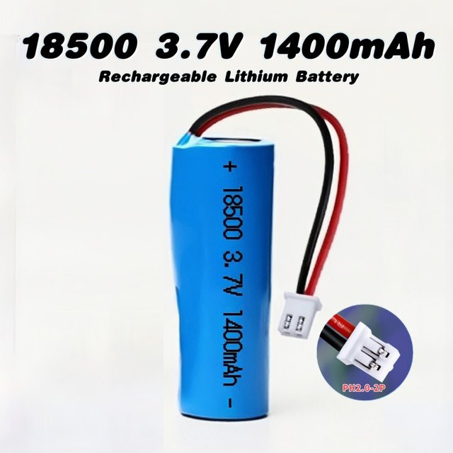DOUBLEPOW Wiederaufladbare Lithium-Batterie 18500 mit USB-Ladegerät, 3,7V, 1400mAh, Blau - Bild 1