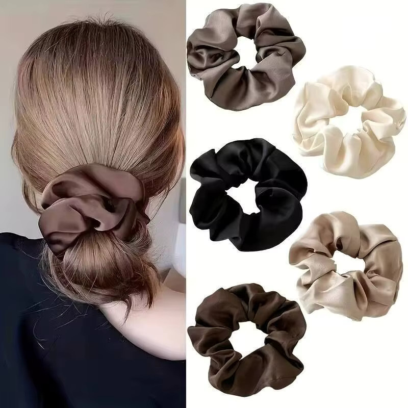 Scrunchies Seide Satin, Einfarbig, Damen - Bild 5
