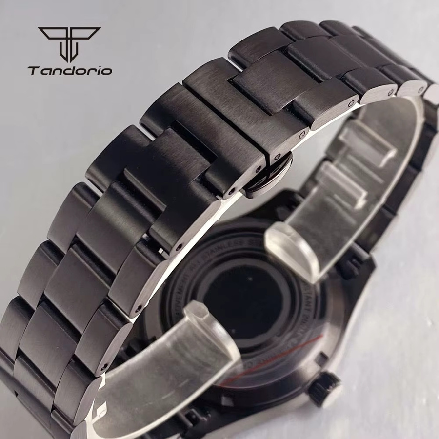 tandorio Taucheruhr, Edelstahl, Schwarz, Saphirglas, 39 mm, 20 ATM, Unisex - Bild 4