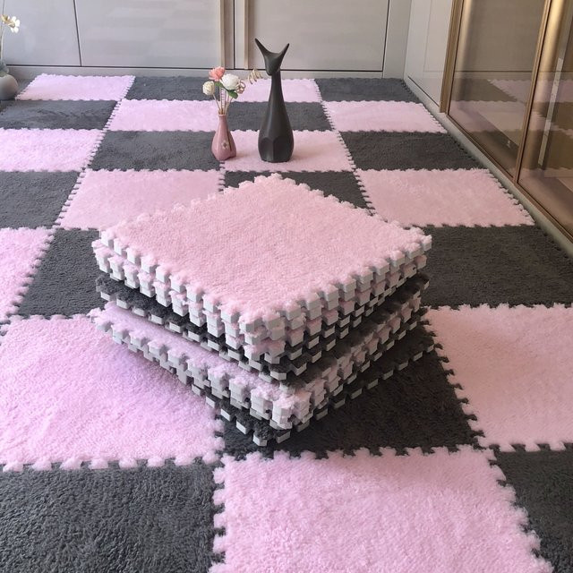 20 Stück DHDH Spleißmatten im Ins-Stil für Wohnzimmer und Schlafzimmer, schmutzabweisend, White-Khaki, B/B: 30 x 30 cm - Bild 1