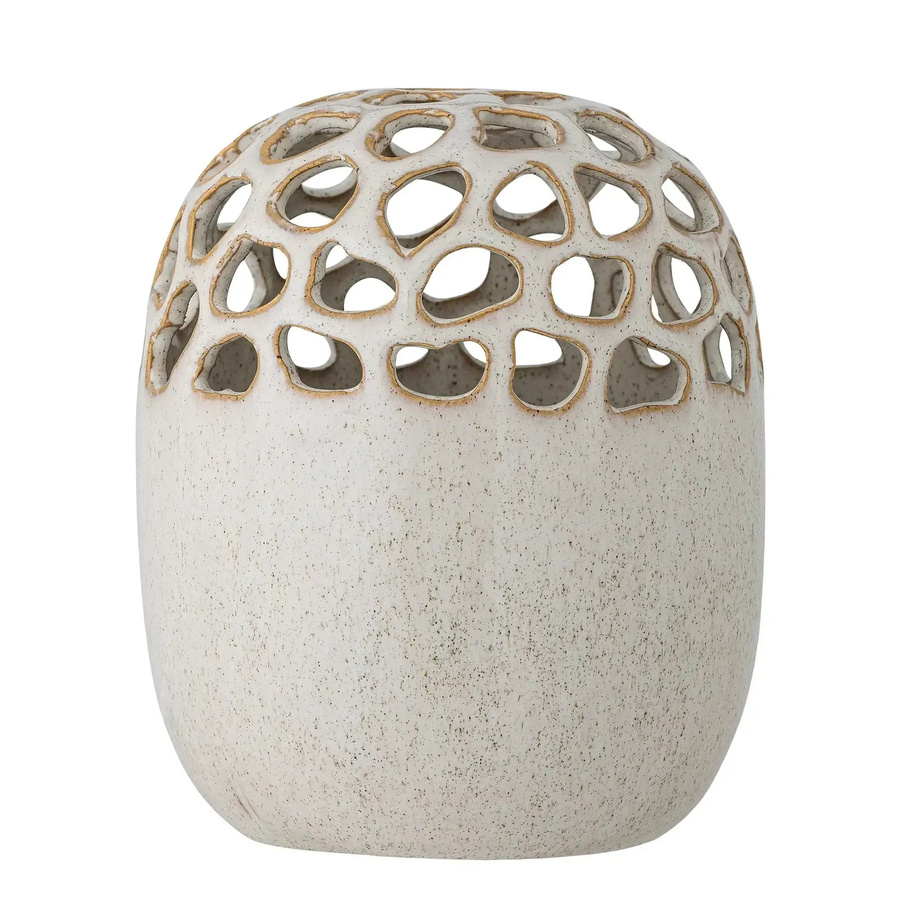 Bloomingville Vase Elissa aus Steingut in Grau und Weiß mit Rautenmuster, Höhe: 19 cm - Bild 1