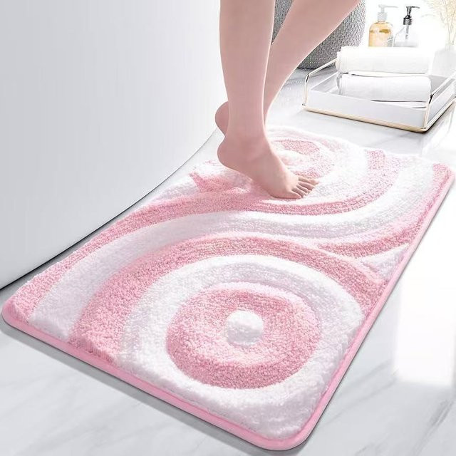VIKAMA Badematte mit Spiralmuster in Rosa, rutschfest und saugfähig, B/T: 60 x 40 cm - Bild 1
