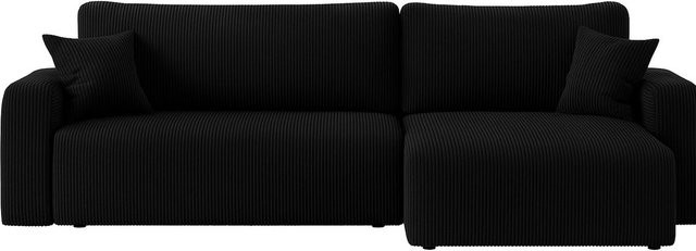 Inter Trading Ecksofa Austin mit Schlaffunktion in Schwarz Cord, B/T/H: 244 x 145 x 82 cm - Bild 2