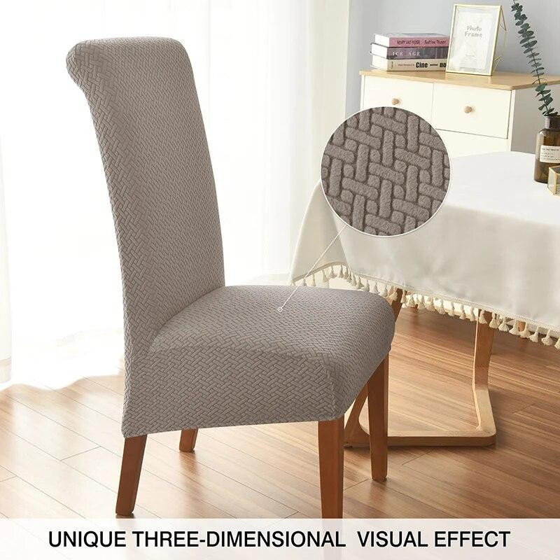 Universeller Stretch-Stuhlbezug aus Jacquard mit hoher Rückenlehne für Esszimmer und Hotels, waschbar, XL Größe (Breite: 60-75 cm) - Bild 5