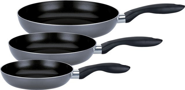 GSW Bratfit Pfannen-Set 3-teilig aus Aluminium, Grau, Non-Stick, Induktion geeignet