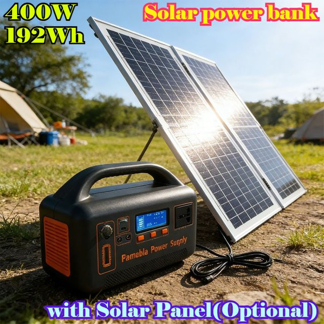 SUYIJIA Tragbare Powerstation 400W 192Wh LiFePO4 Solargenerator mit 220V für Camping und Outdoor in Schwarz - Bild 1