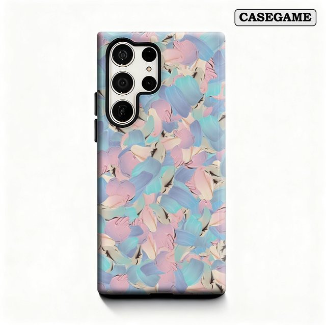 Stoßfeste doppellagige Handyhülle Pastell Brush Swirl für Samsung Galaxy S25 Ultra, S24 und S23 Ultra Plus in Multicolour - Bild 1
