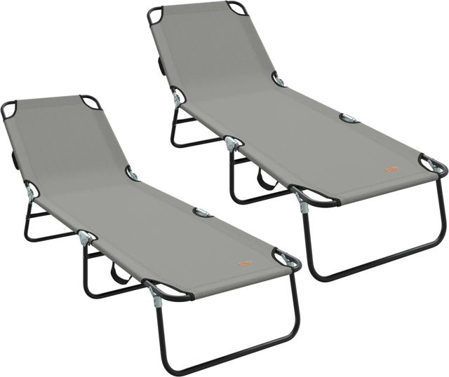 2er Set vidaXL Klappliegen in Grau aus Textilene und 600D Oxford-Gewebe - Bild 1