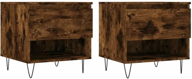 vidaXL Couchtisch Set aus 2 Stück in Räuchereiche, modernes Design für dein Wohnzimmer, B/T/H: 50 x 46 x 50 cm - Bild 1