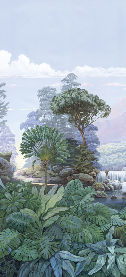 Isidore Leroy Mural Firone Equatorial Tapete mit floralem Muster in Grün, Blau und Multicolour, selbstklebend - Bild 1