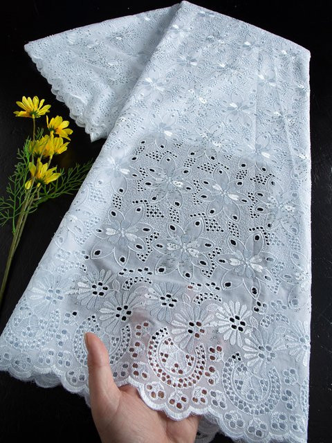 CALEEBEAR Schweizer Voilespitze aus weißer Baumwolle mit Blumenmuster zur Dekoration von Kleidern - Bild 1