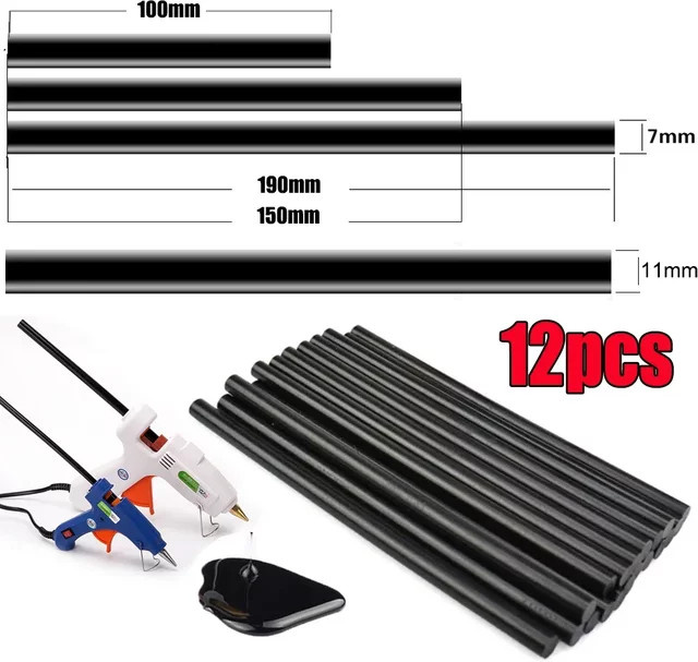 Heißklebestifte Schwarz Transparent für Klebepistolen Durchmesser: 7 mm, Länge: 100 mm - Bild 1