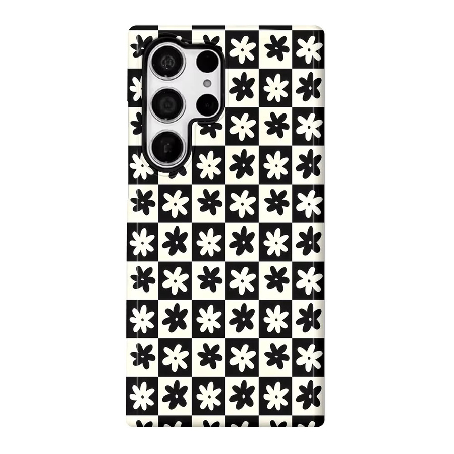 Glänzende Handyhülle mit schwarz-weißem floralem Design für Samsung Galaxy S26 S25 S24 S23 S20 FE A56 A36 Ultra HD-Hartschale - Bild 6