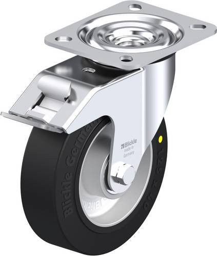 Blickle L-ALEV 125K-FI-EL Lenkrolle mit Feststeller in Schwarz und Silber, Rad-Durchmesser: 125 mm, Tragfähigkeit: 250 kg - Bild 1