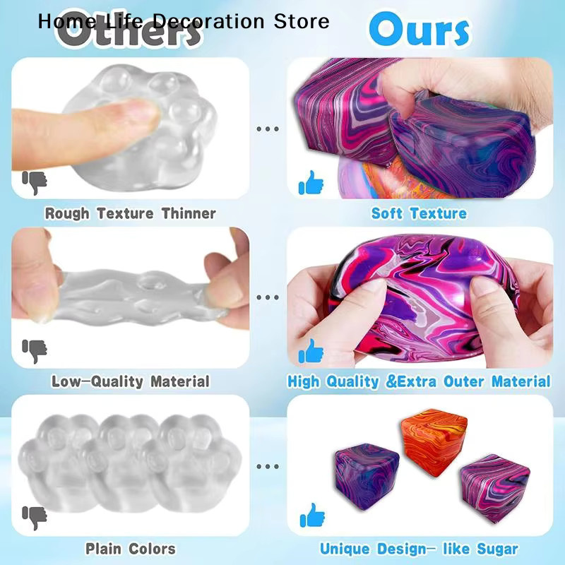 eelhoe Squishy Maltose Fidget-Spielzeug, Weiche Mochi Anti-Stress-Quetschspielzeuge, Transparent, Quadratisch - Bild 4
