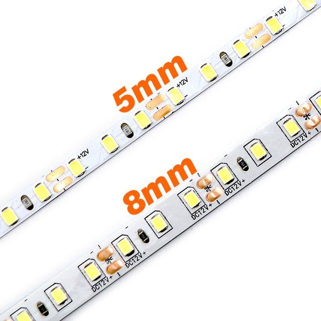 Dengsum LED-Streifen SMD 2835 mit 120 LEDs/m, flexibel und schneidbar, erhältlich in Rot, Eisblau, Gelb, Orange, Rosa und Multicolour, 12V/24V DC - Bild 1