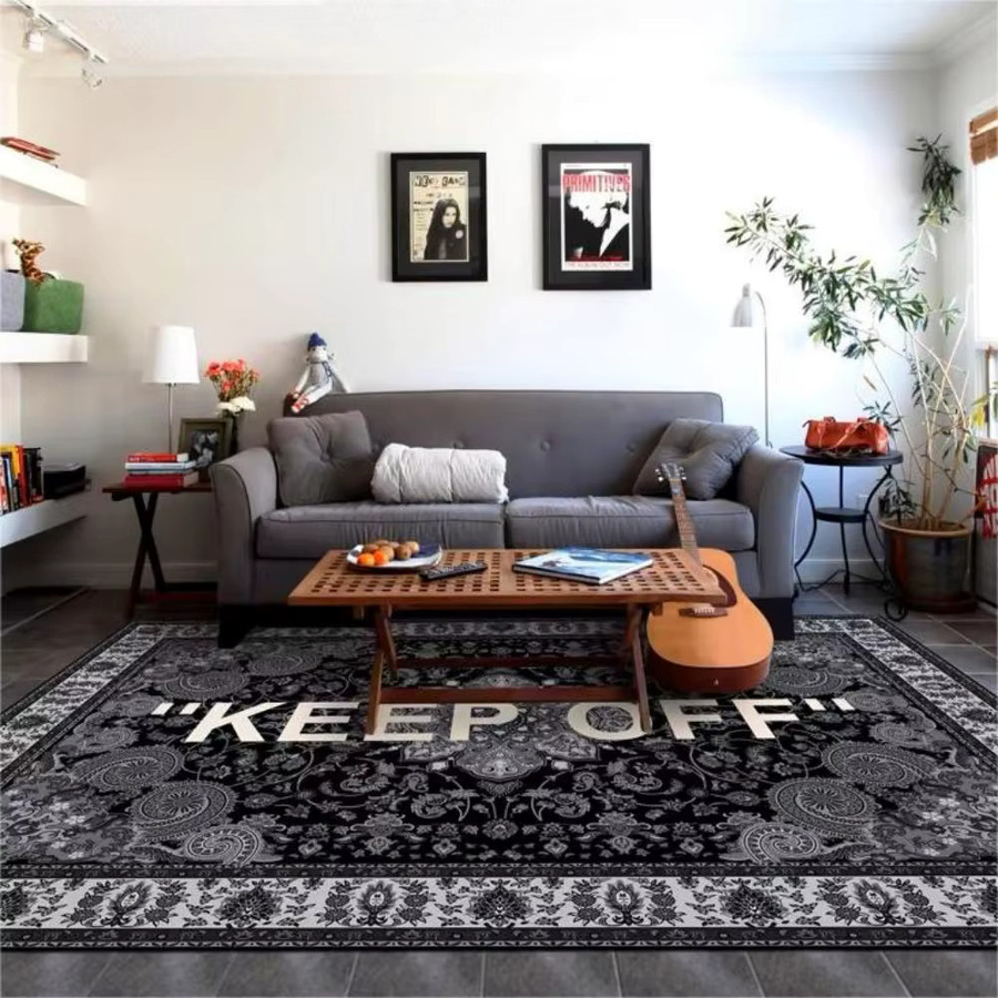 VIKAMA Flanellteppich Modern Oriental Schwarz für Wohnzimmer und Schlafzimmer, Waschbar - Bild 5