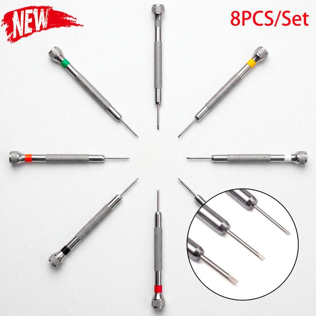 FancyWrist Präzisions-Schraubendreher-Set aus Edelstahl in Silber, 8-teilig - Bild 1