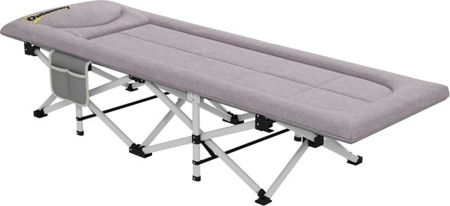 Outsunny Feldbett für Erwachsene in Grau mit Metallrahmen und Stoffbezug, B/H/L: 65 x 42 x 200 cm - Bild 1