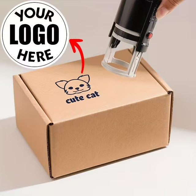 Personalisierter Logo-Stempel mit Selbstfärbe-Funktion, rund, Farbe: Schwarz, Durchmesser: 50 mm - Bild 1