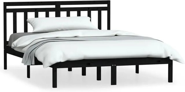 vidaXL Massivholzbett aus Kiefer in Schwarz, B/T/H: 140 x 190 cm - Bild 1