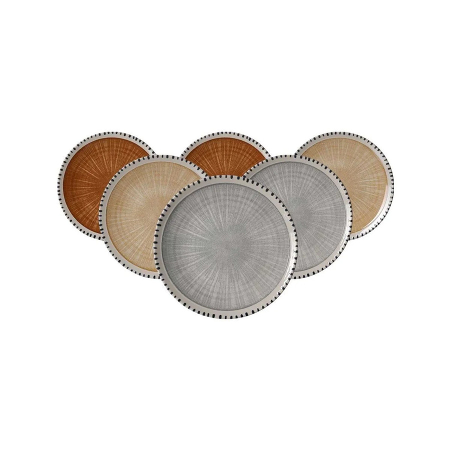 Ritzenhoff & Breker Dessertteller Natura Stoneware Multicolour 6er Set Durchmesser: 20,5 cm - Bild 2