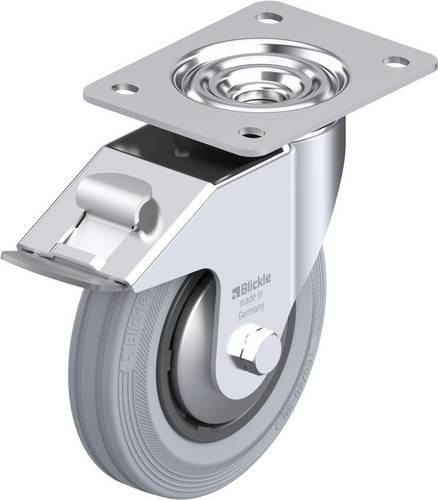 Blickle Lenkrolle LE-VPP 160R-FI-SG-FA mit Feststeller, Rad-Durchmesser: 16 cm, Tragfähigkeit: 135 kg, Farbe: Silber - Bild 1