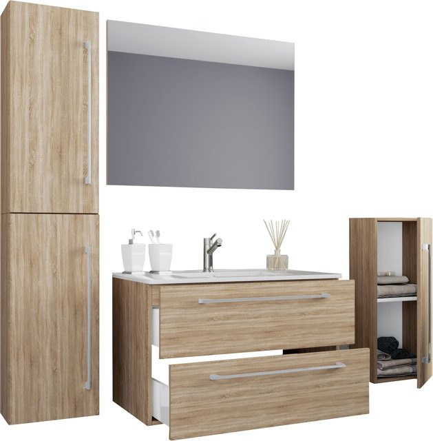 VCM Badmöbel Set Badinos 5-tlg. mit Keramik Waschbecken und hängendem Unterschrank Breite: 80 cm - Bild 1