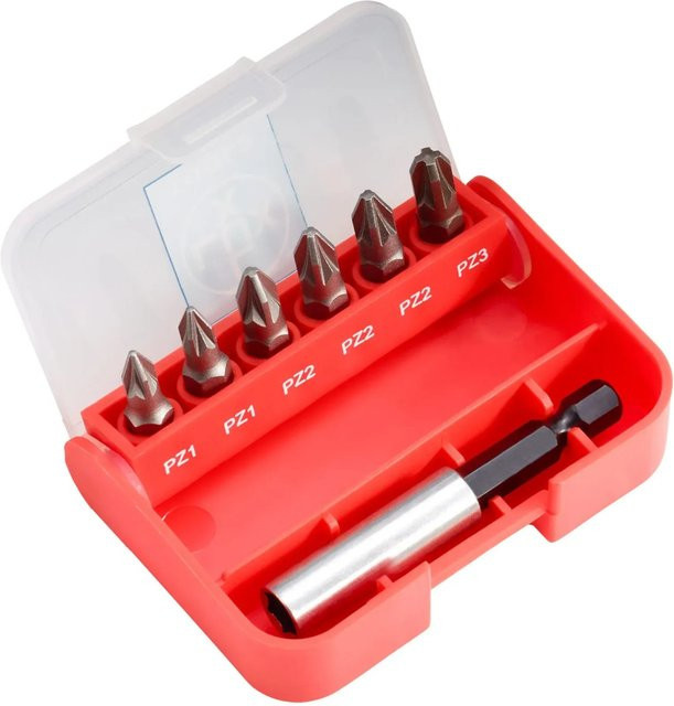 LUX-TOOLS Standard Bitbox PZ, 7-teilig, rot, Länge: 25 mm - Bild 1