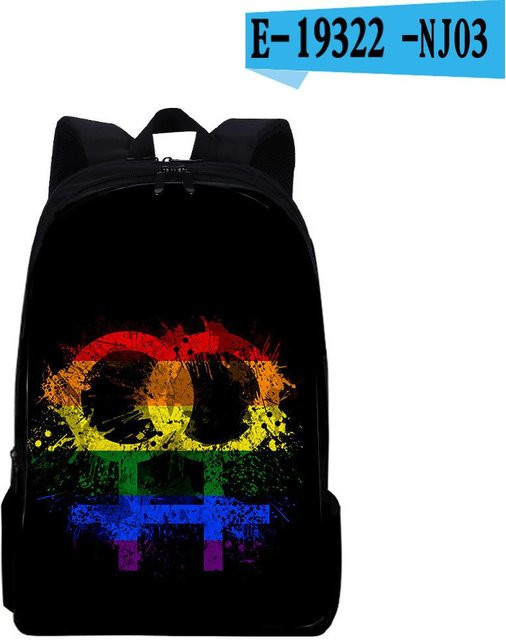 Fancy Style Studio Bunter LGBT Rucksack mit 3D-Druck aus wasserdichtem Oxford-Material für Schule und Laptop, Mehrfarbig - Bild 1