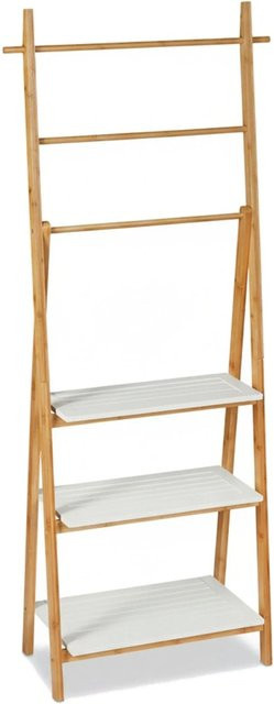 Relaxdays Handtuchständer aus Bambus in Weiß, zusammenklappbarer Leiter-Handtuchhalter für das Badezimmer, B/T/H: 150 x 50 x 30 cm - Bild 1