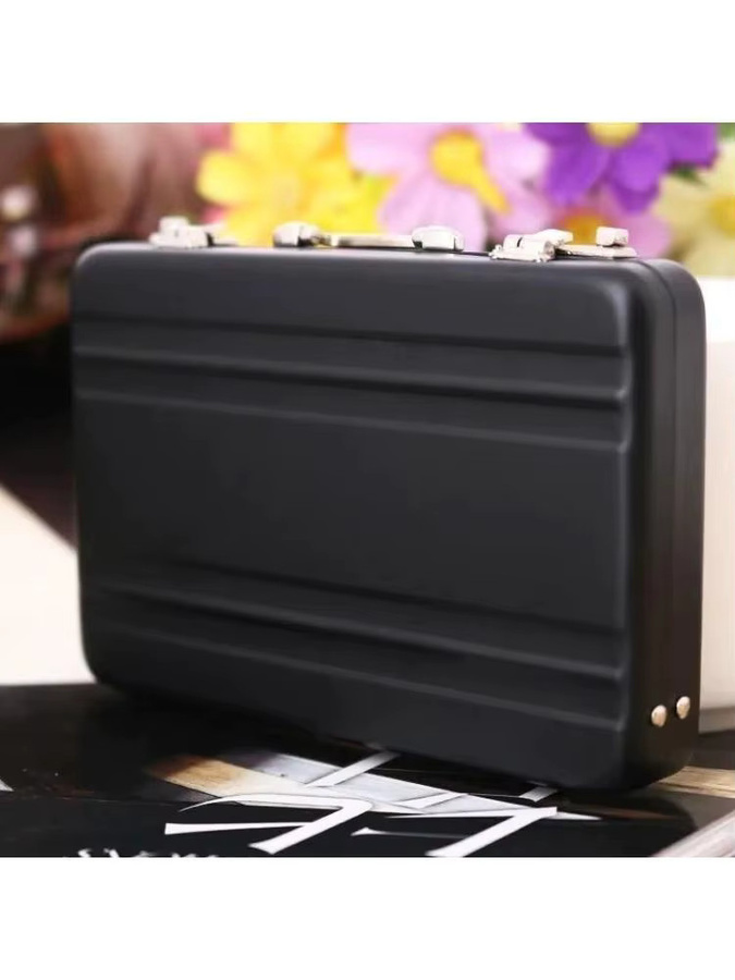Kartenhalter aus Metall in Schwarz im Mini-Kofferdesign für Bankkarten und Visitenkarten - Bild 5
