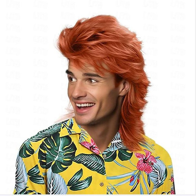 HAIRJOY Synthetische Mullet-Perücke für Herren, 12 Inches, Braun - Bild 1