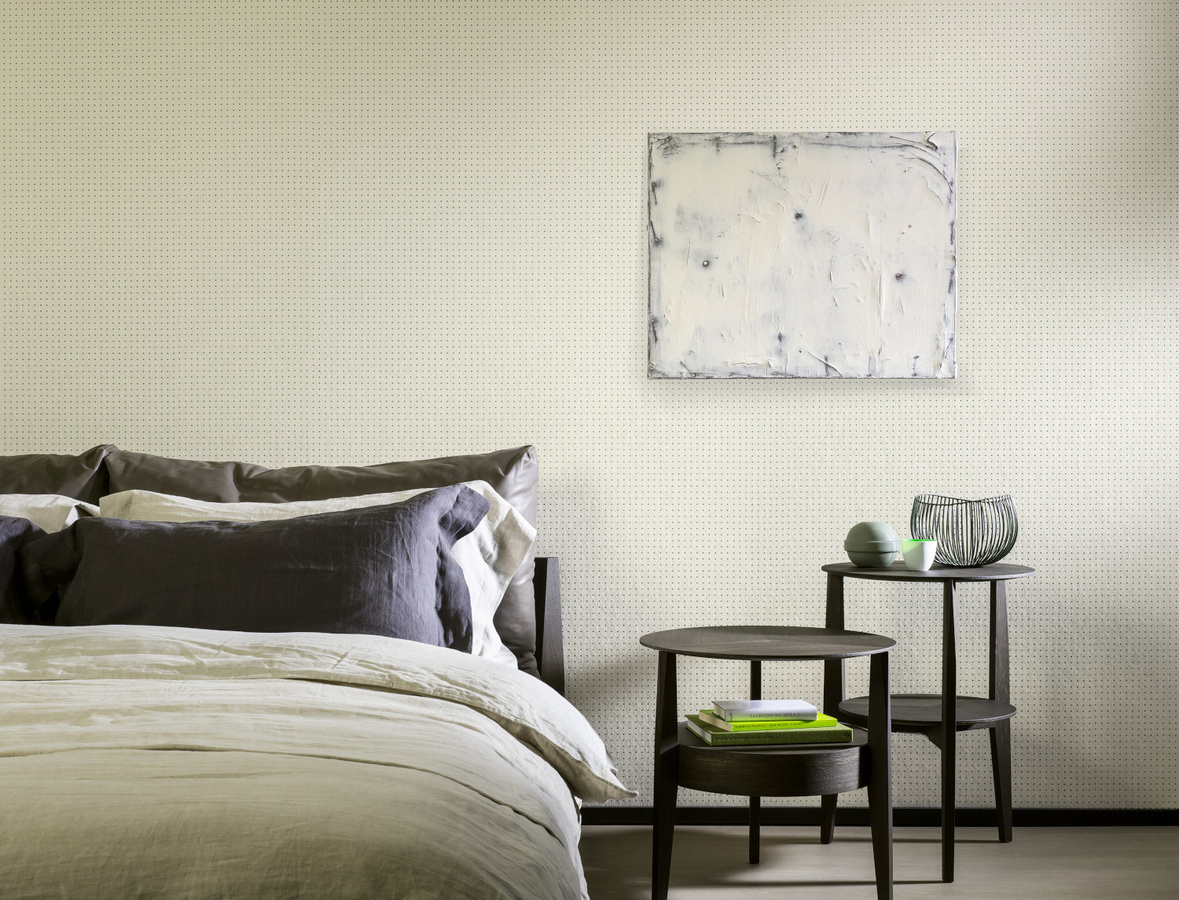 Arte International Wallpaper Dots 31000 in Ivory White mit abstraktem Bauhaus-Design und High-Gloss-Finish aus Vlies - Bild 1