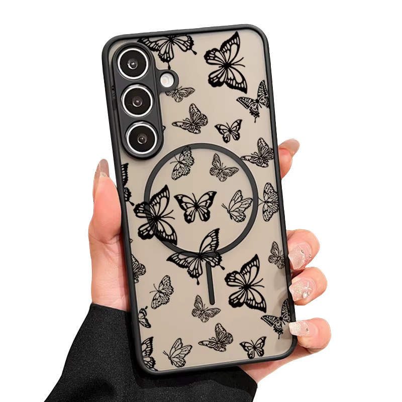 Bunte Schmetterlings-Magnet-Handyhülle für Samsung Galaxy S26 S25 S24 S23 S22 Ultra Plus FE in Multicolour und Schwarz - Bild 4