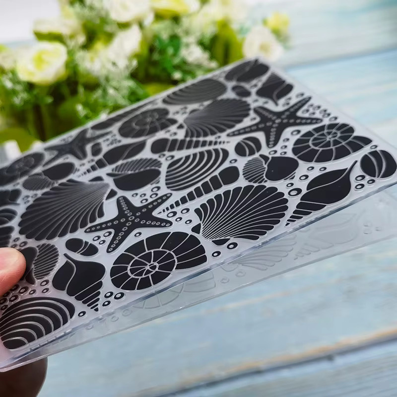 Transparente Muschelmuster-Prägeschablone aus Kunststoff für Sommer- und Ozean-Designs - Bild 5